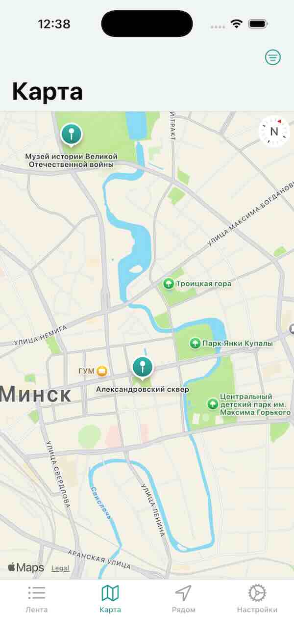 Карта сохранённых мест